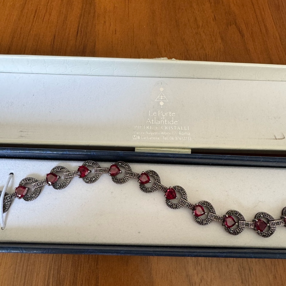 Italian Bracelet Sterling Silver with Semi-Precious Stones